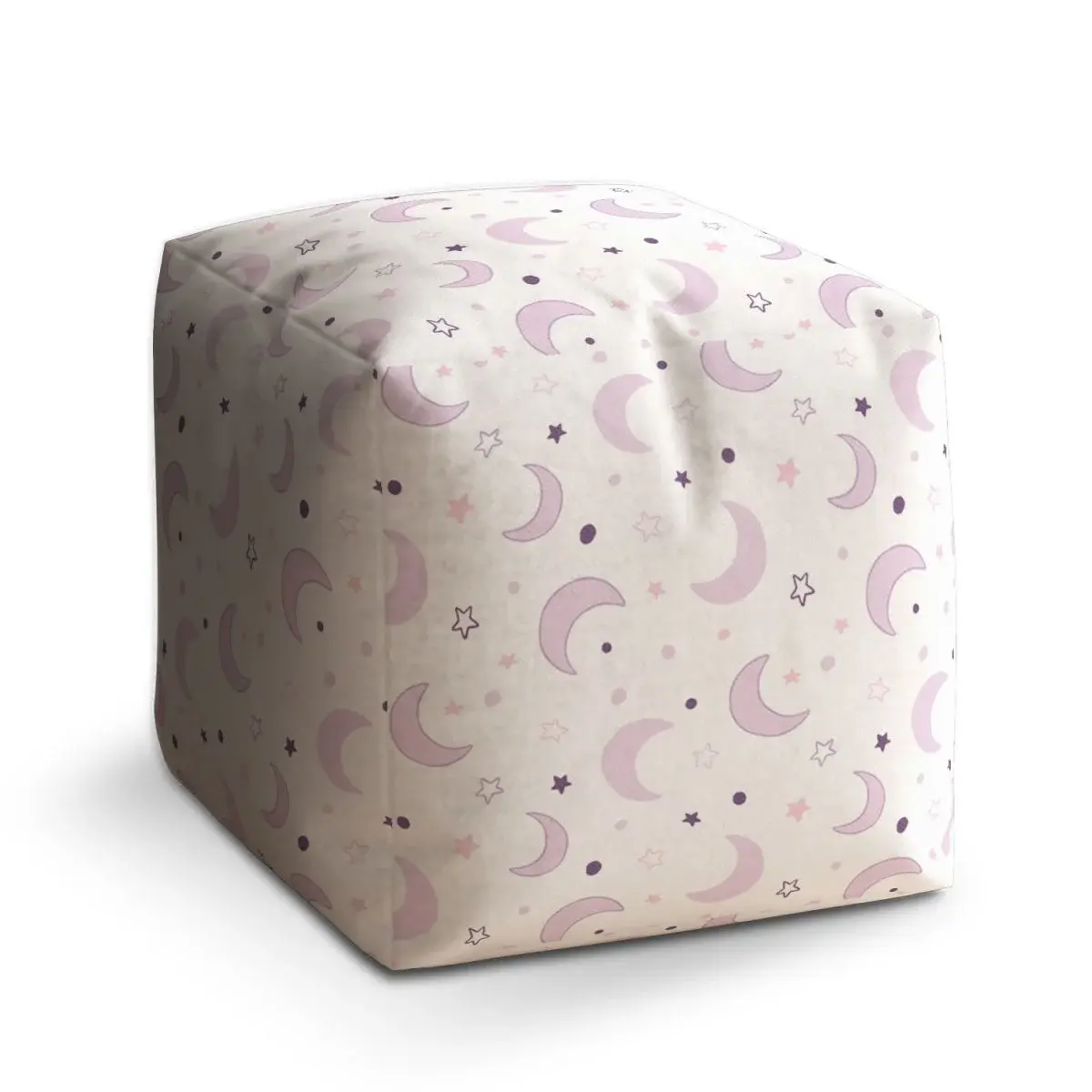 Taburet Cube Fialové měsíčky - 50x50x50 cm