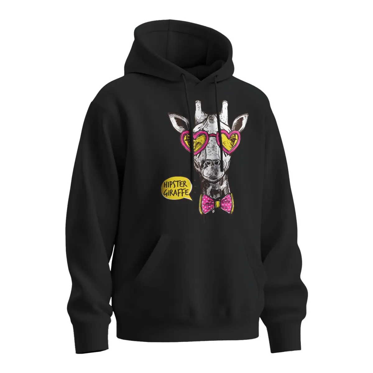 Mikina s potiskem Hipster Giraffe - černá