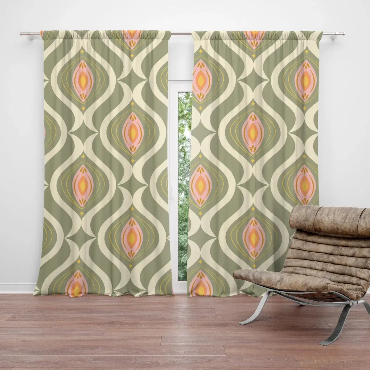Závěs Retro ornament: 2ks 140x250cm