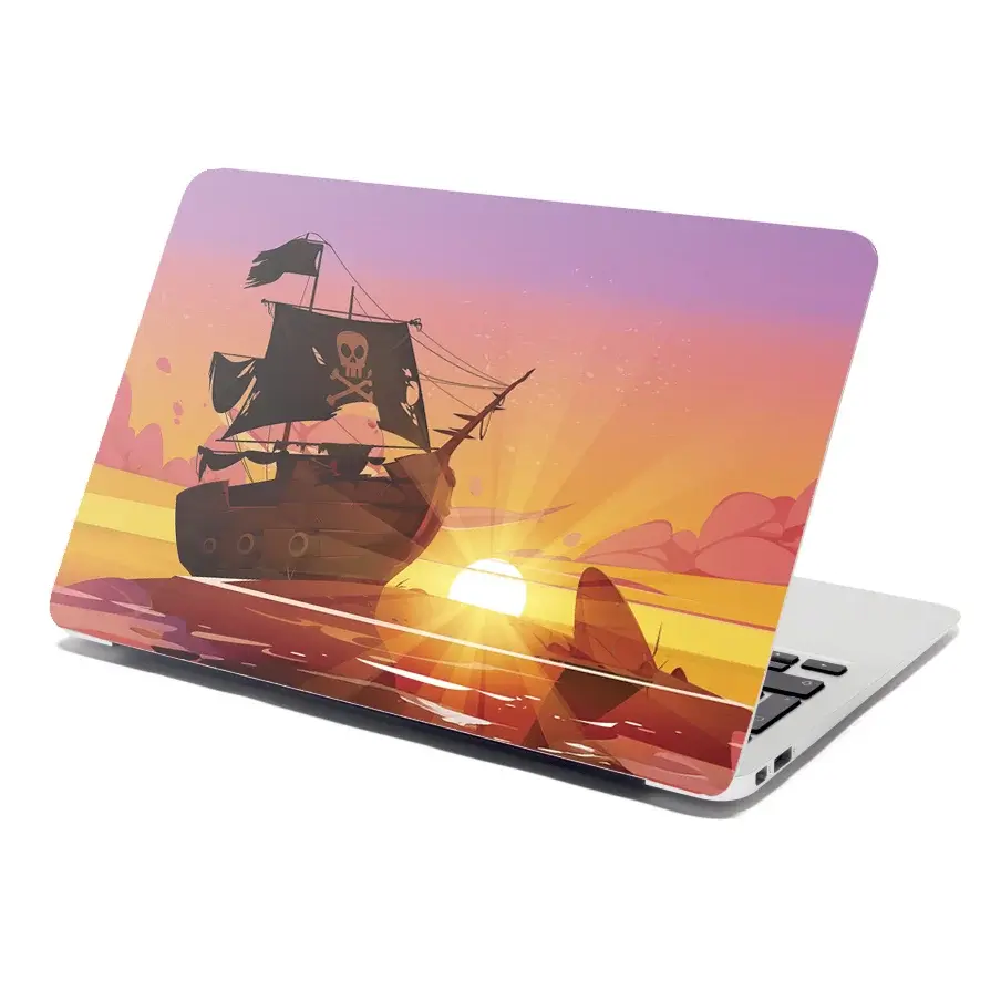 Samolepka na notebook Pirátská loď při západu slunce - 29x20 cm