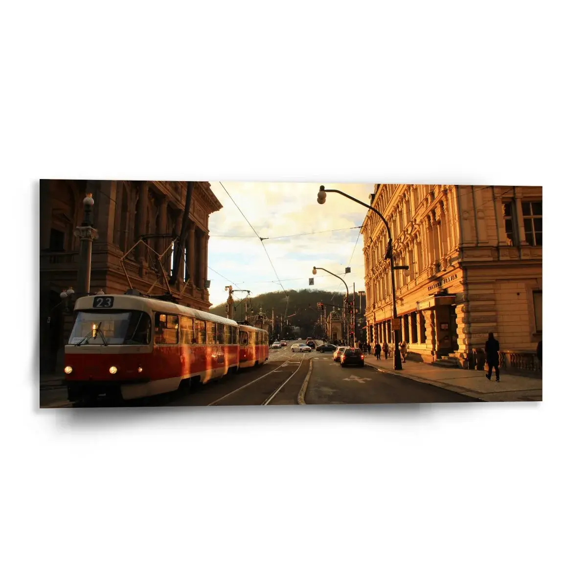Obraz Tramvaj v historickém městě - 110x50 cm