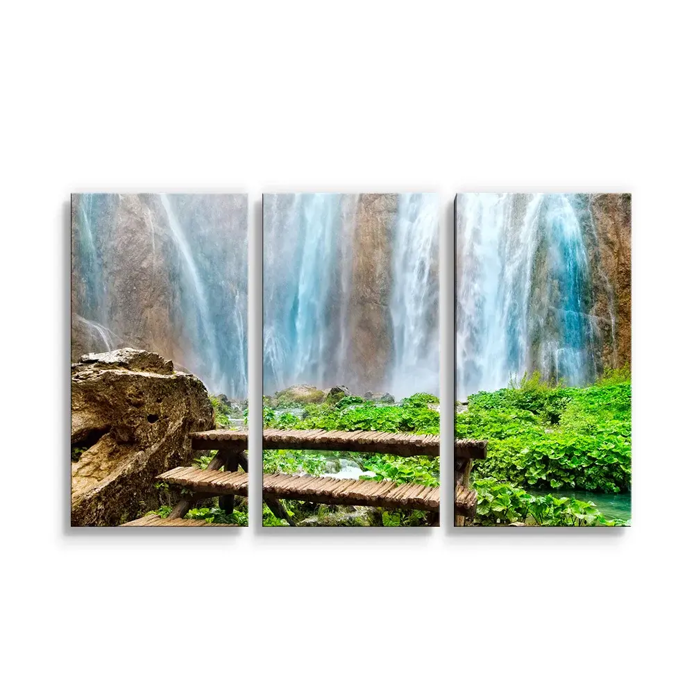Obraz - 3-dílný Posezení u vodopádu - 120x80 cm