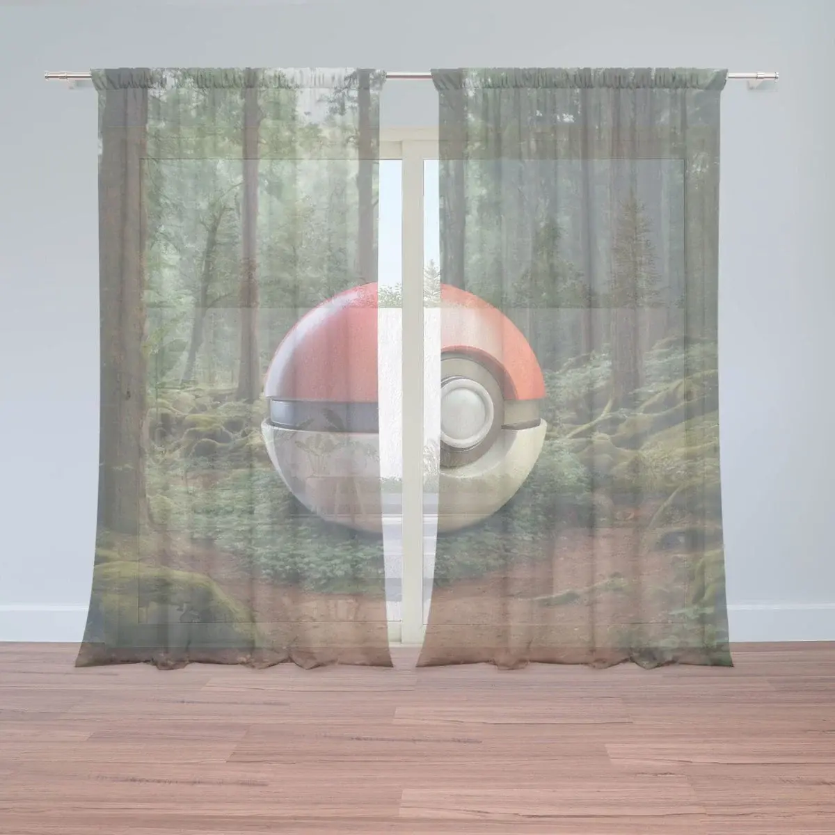 Záclony Pokemon ball Les: 2ks 150x250cm