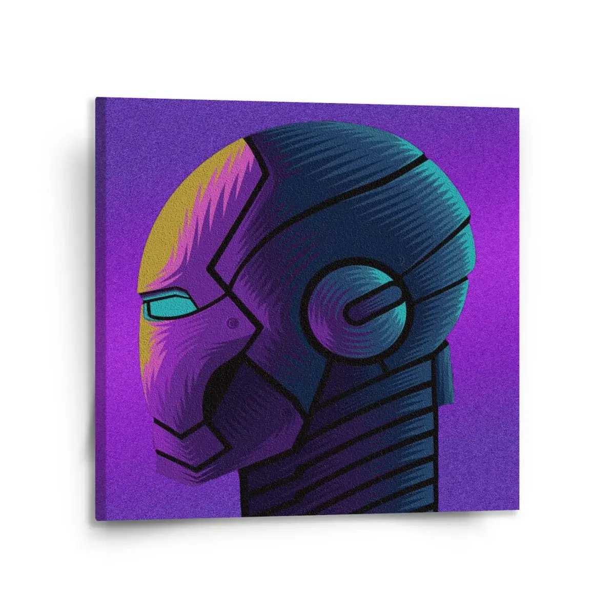 Obraz Iron Man Helma na fialové - 110x110 cm