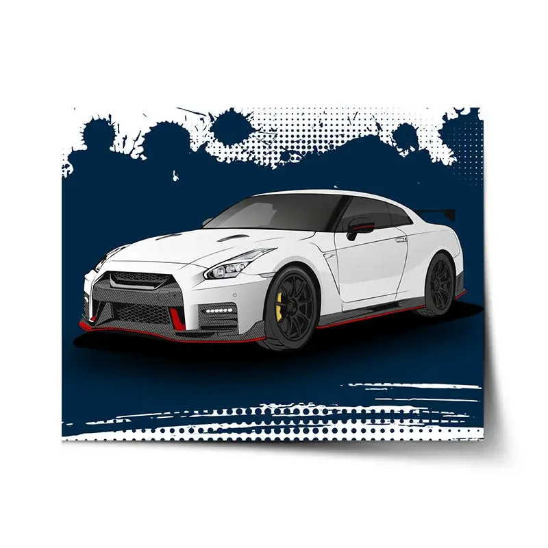 Plakát Nissan GTR 35 Modrý - 60x40 cm