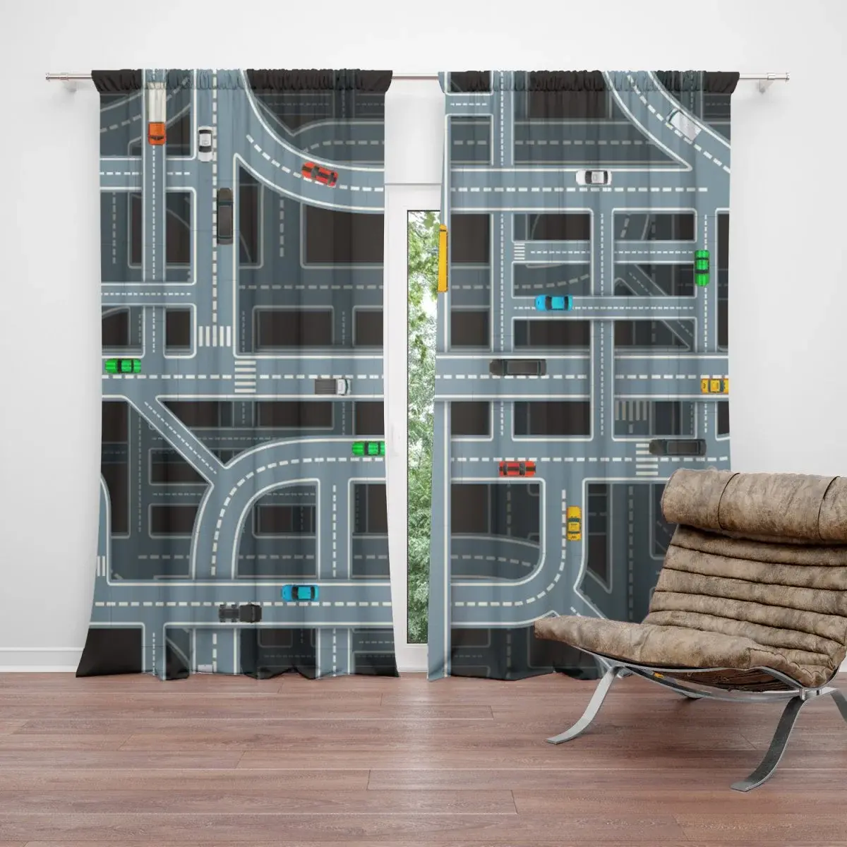 Závěs Dětská autodráha: 2ks 140x250cm