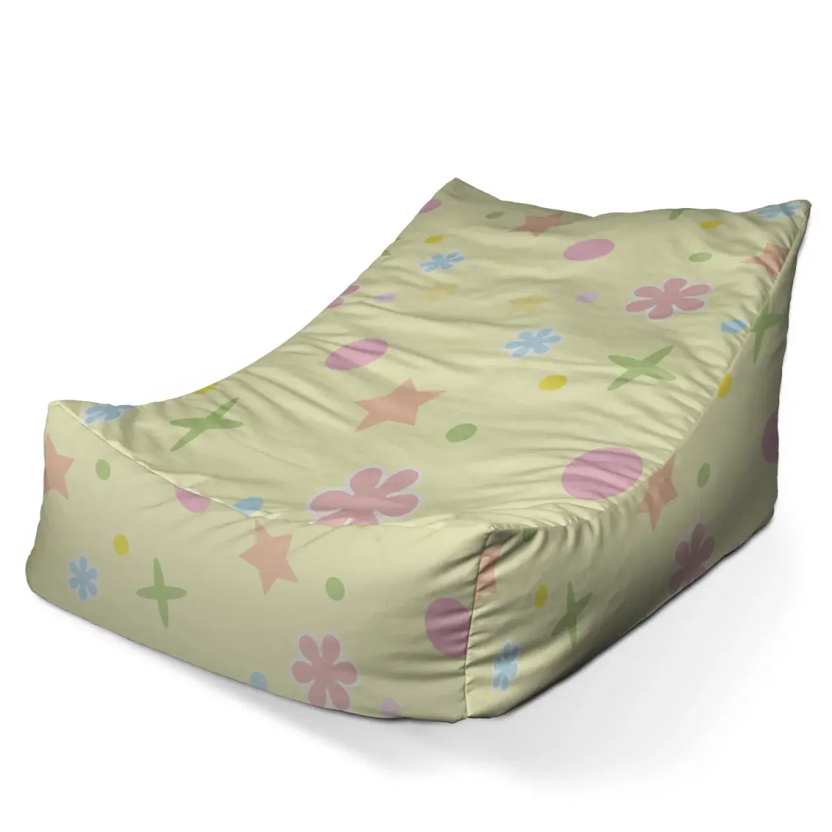 Sedací vak Lounge Květiny na žluté - 80 x 95 x 50 cm