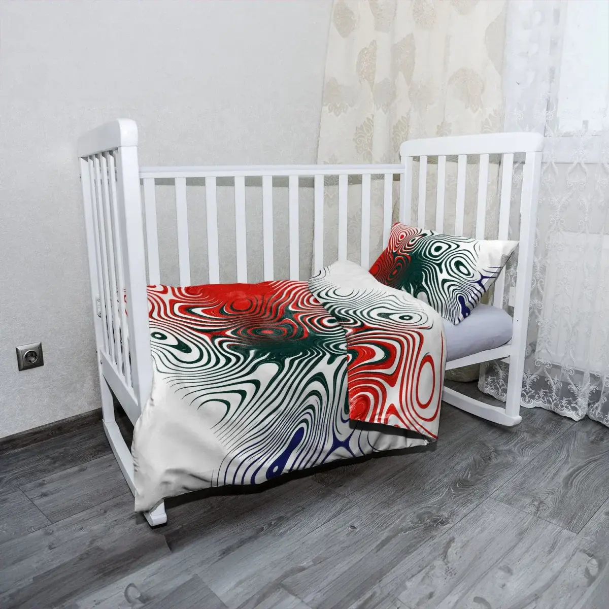 Mikroplyšové dětské povlečení do postýlky Dvoubarevná abstrakce - 130x90 / 40x60