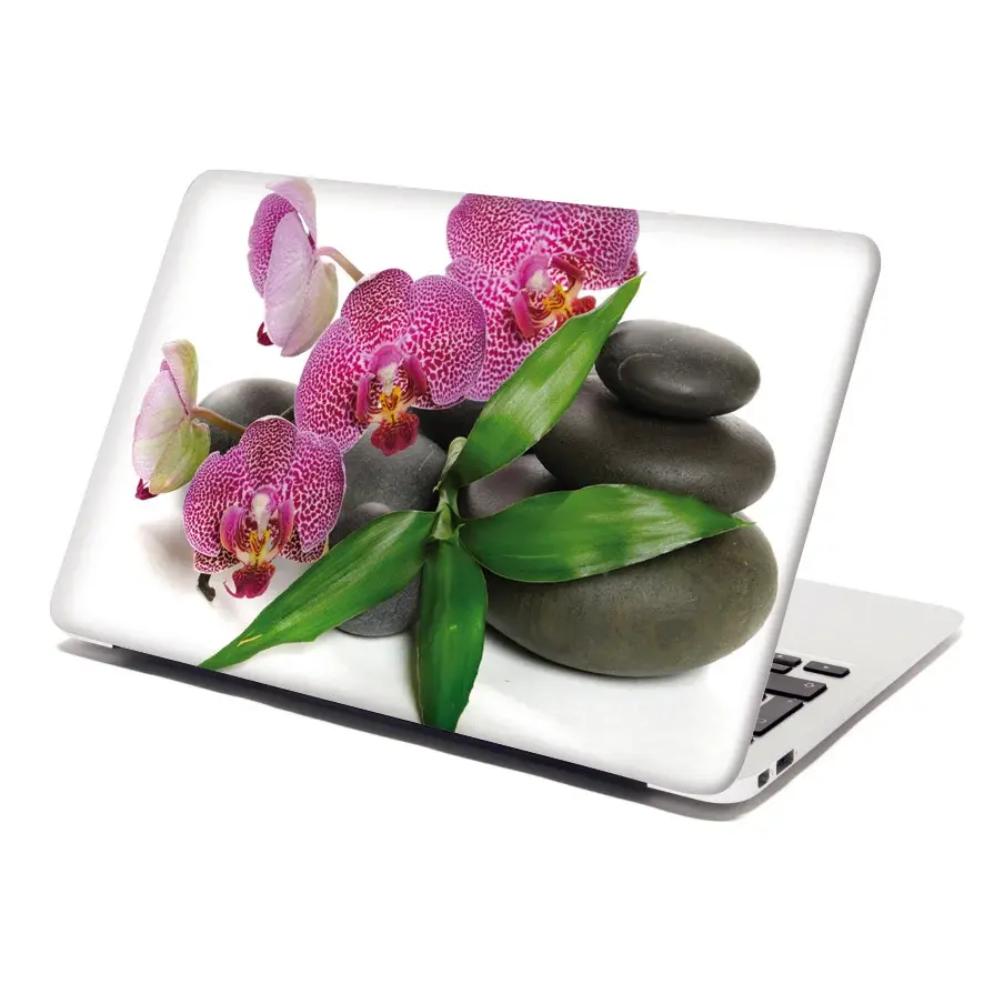 Samolepka na notebook Orchideje a kameny - 29x20 cm