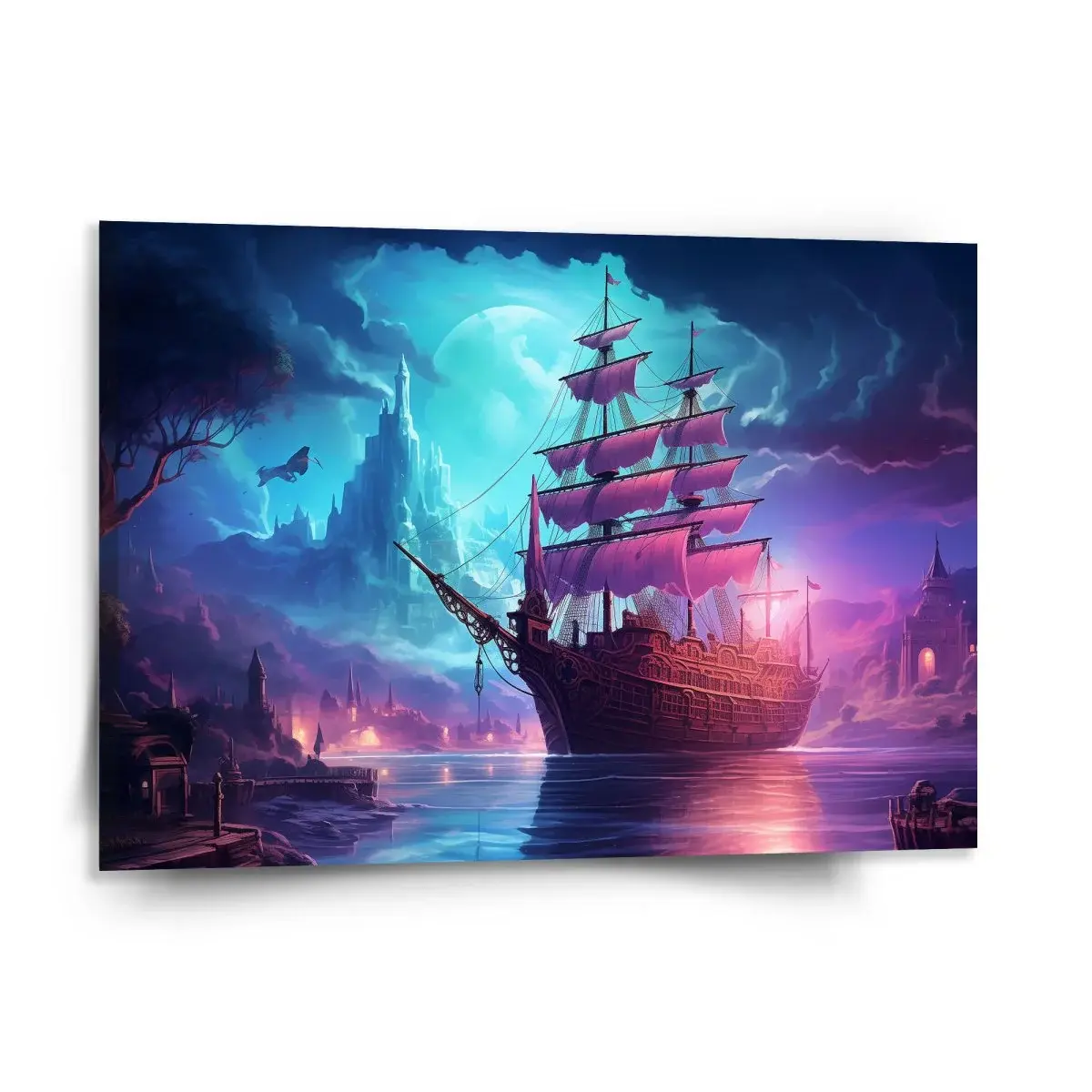 Obraz Magická plachetnice pod měsícem - 150x110 cm