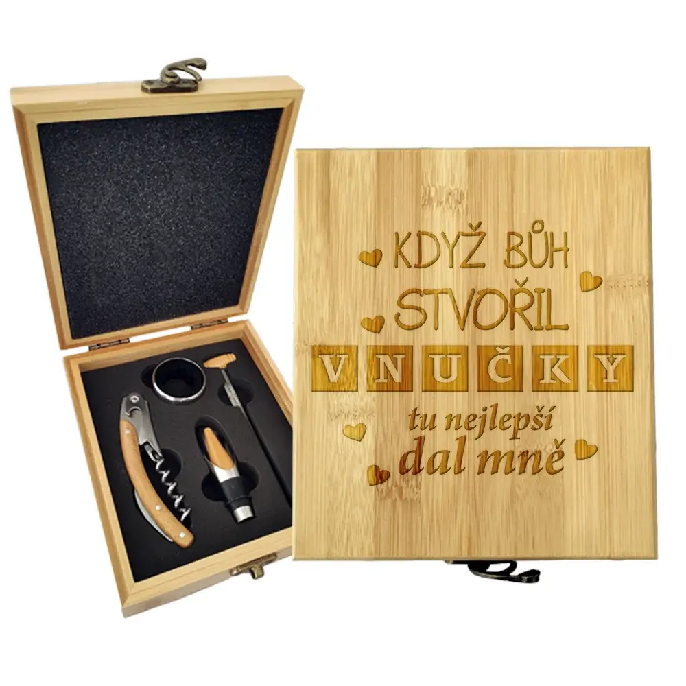 Dárková sada na víno Když Bůh stvořil vnučky: 147×168×49 mm
