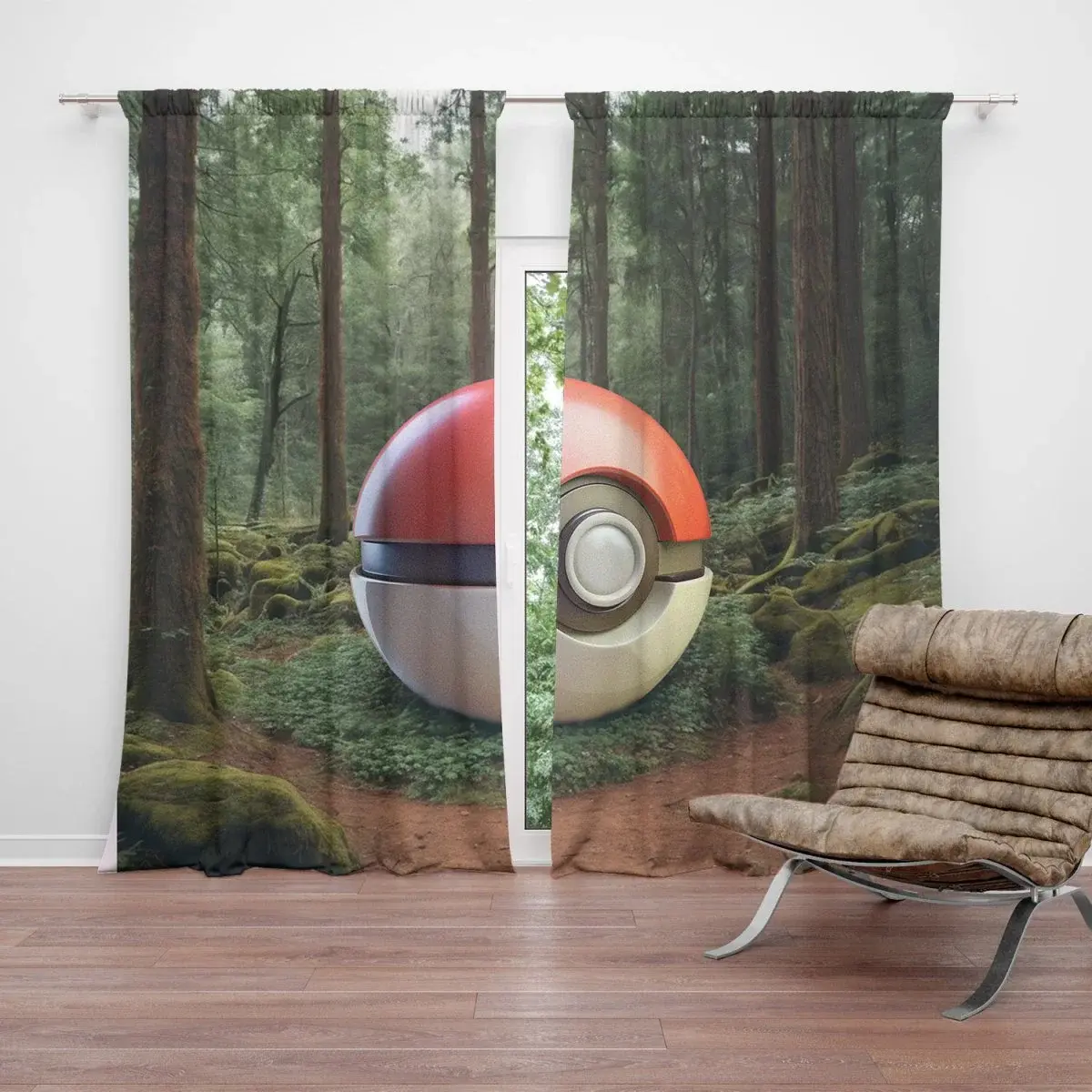 Závěs Pokemon ball Les: 2ks 140x250cm