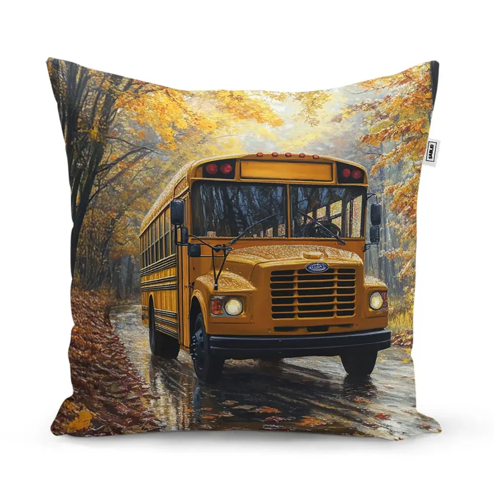 Polštář Žlutý školní autobus - 50x50 cm