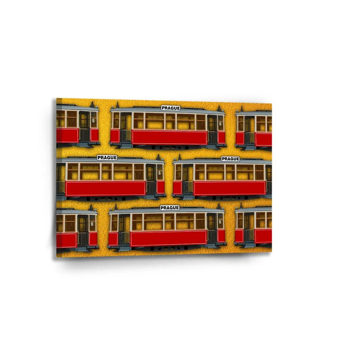 Obraz Pražské historické tramvaje Žlutý Pattern - 90x60 cm