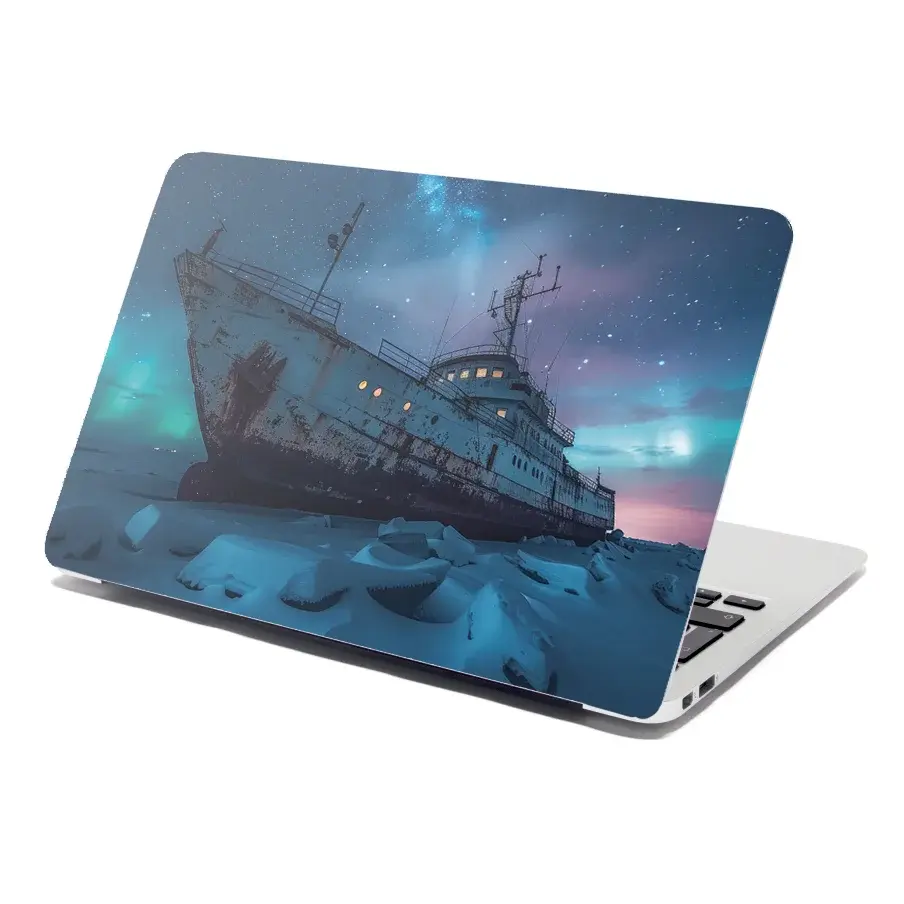 Samolepka na notebook Vrak lodi při polární záři - 38x26 cm