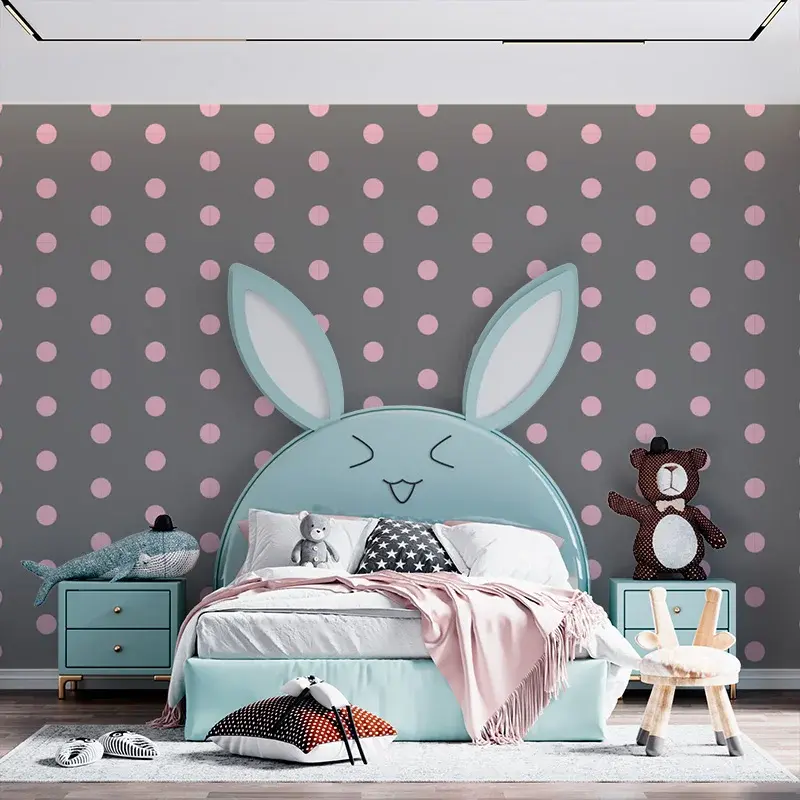 Tapeta Růžové puntíky na šedé - 125x75 cm