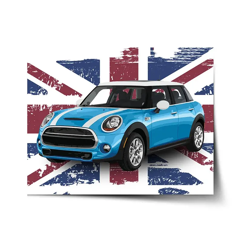 Plakát Mini sedan Britská vlajka - 120x80 cm
