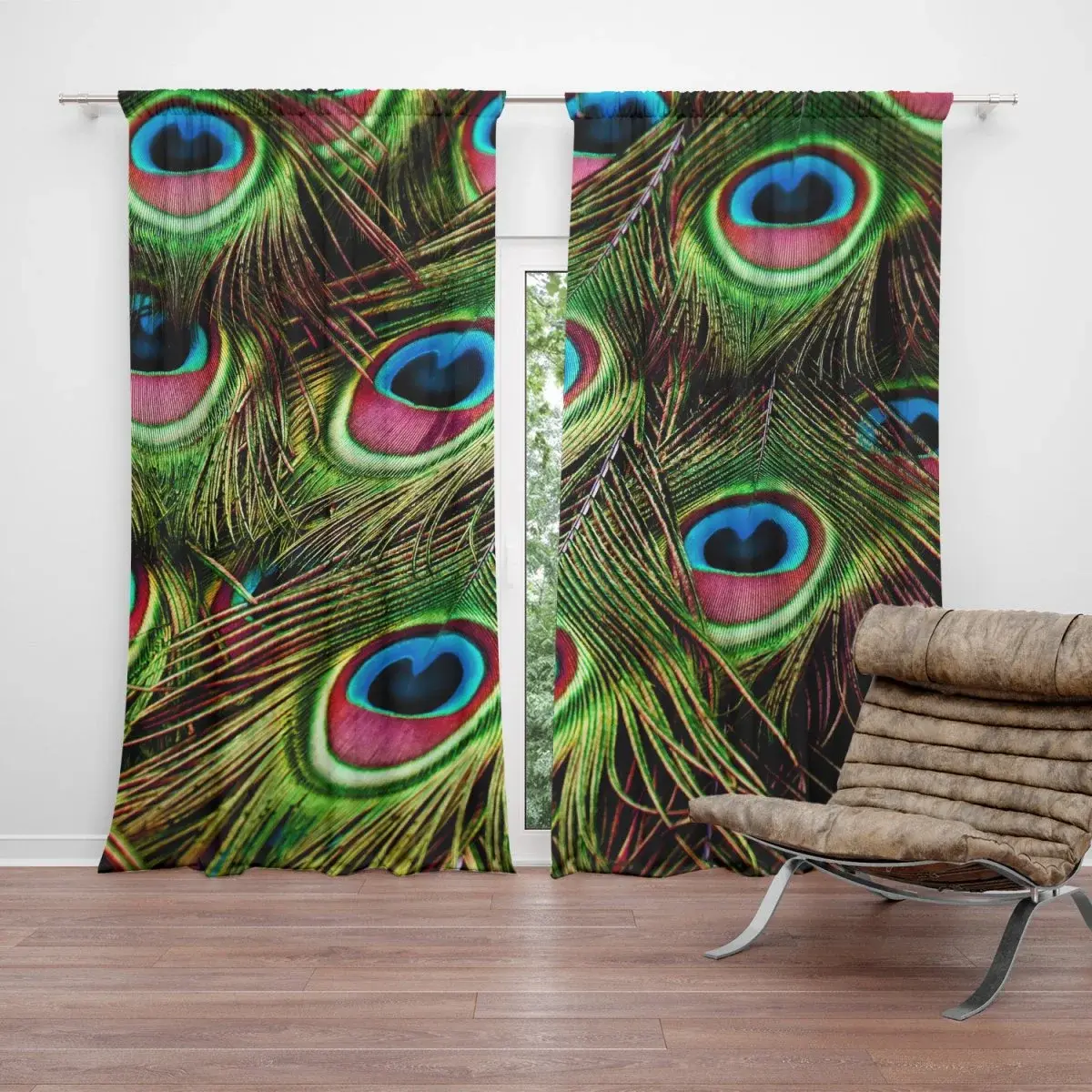 Závěs Paví peří: 2ks 140x250cm
