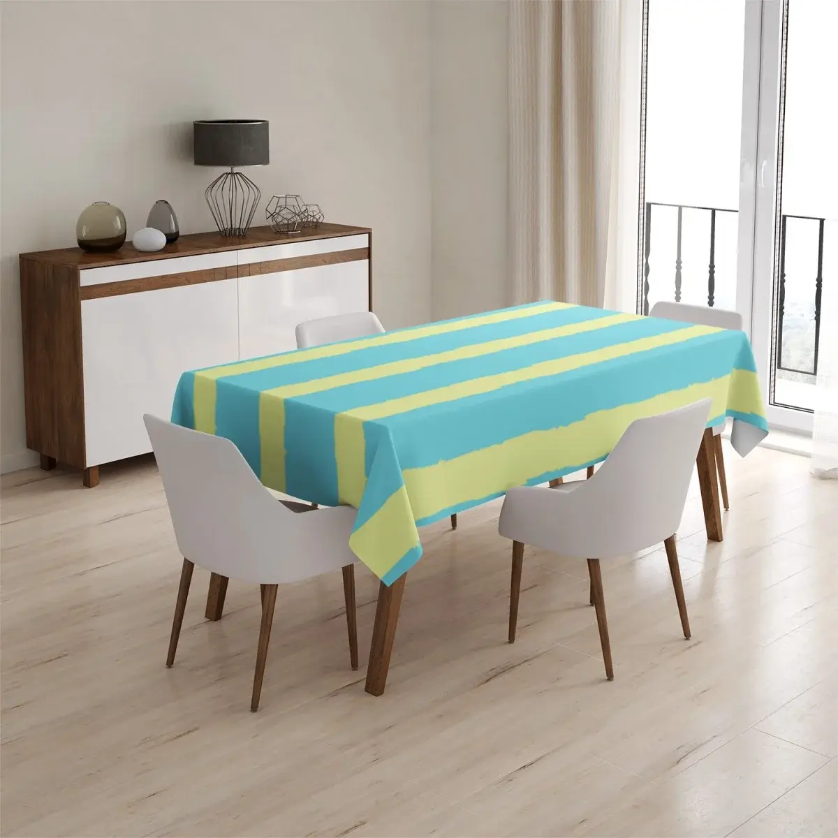 Ubrus Modrožluté pruhy - 90x90 cm