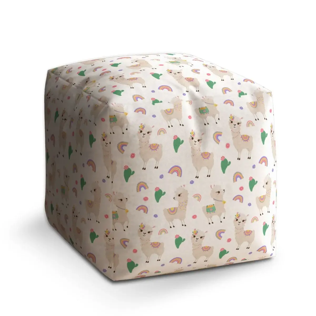 Taburet Cube Roztomilé lamy - 40x40x40 cm