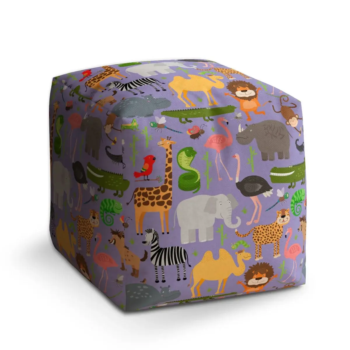 Taburet Cube Animované safari - 50x50x50 cm