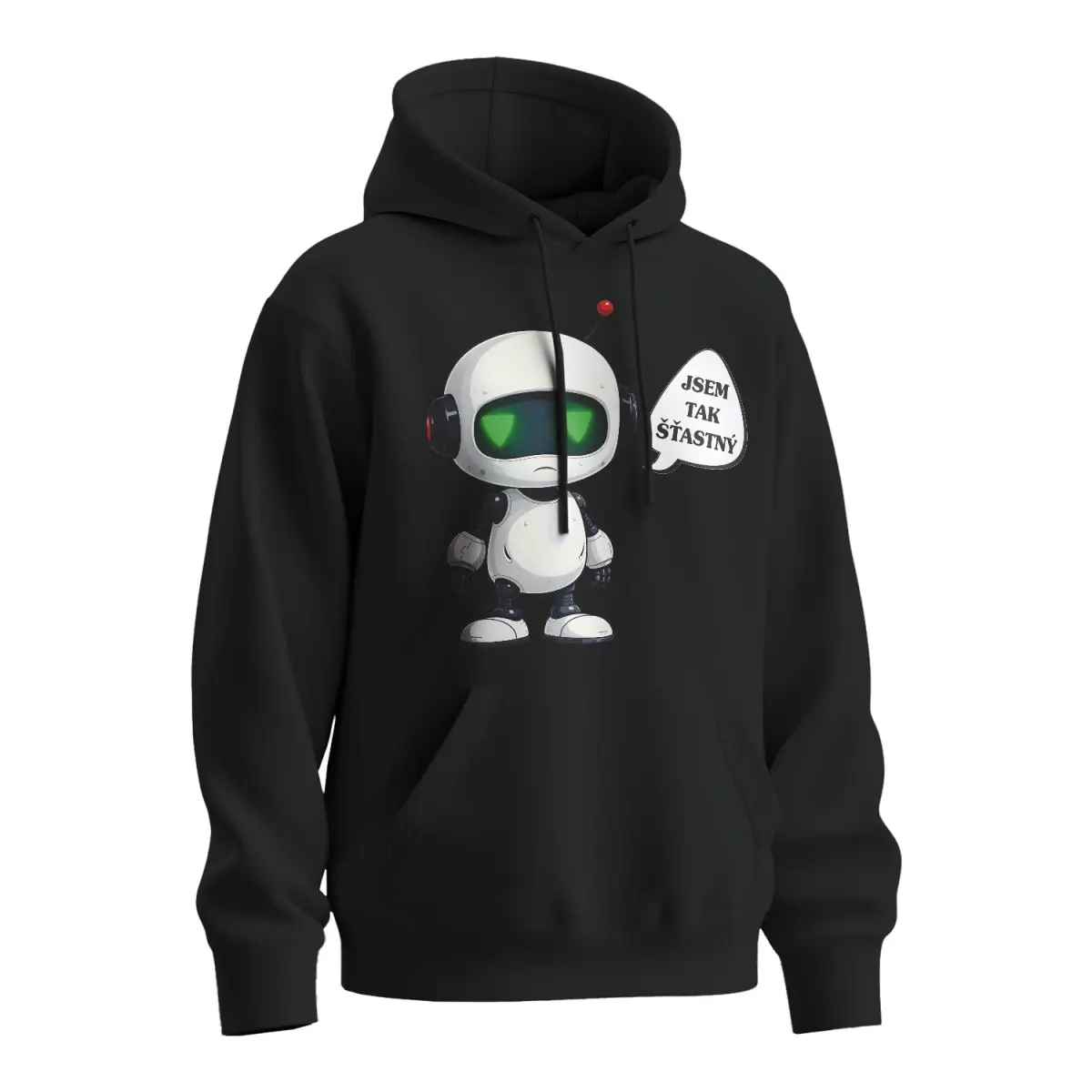 Mikina s potiskem Šťastný robot - černá