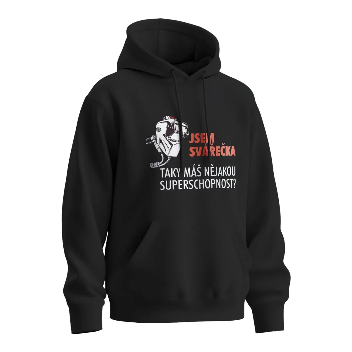 Mikina s potiskem Jsem svářečka, taky máš nějakou superschopnost? - černá 5XL