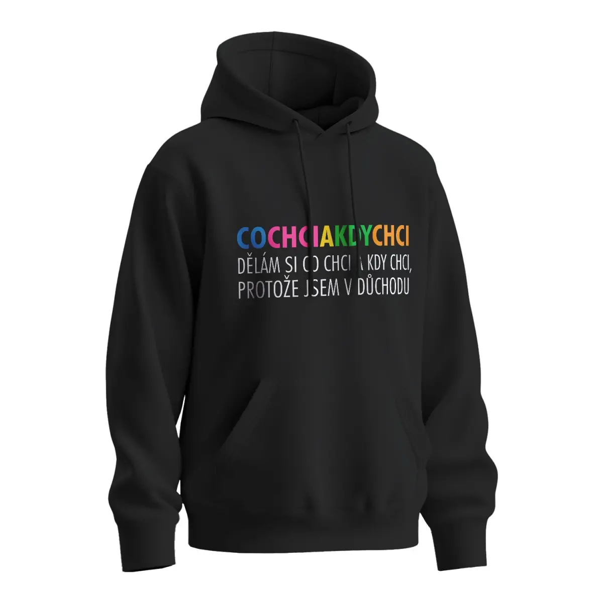 Mikina s potiskem pro důchodce Dělám si co chci a kdy chci, protože jsem v důchodu - černá 4XL
