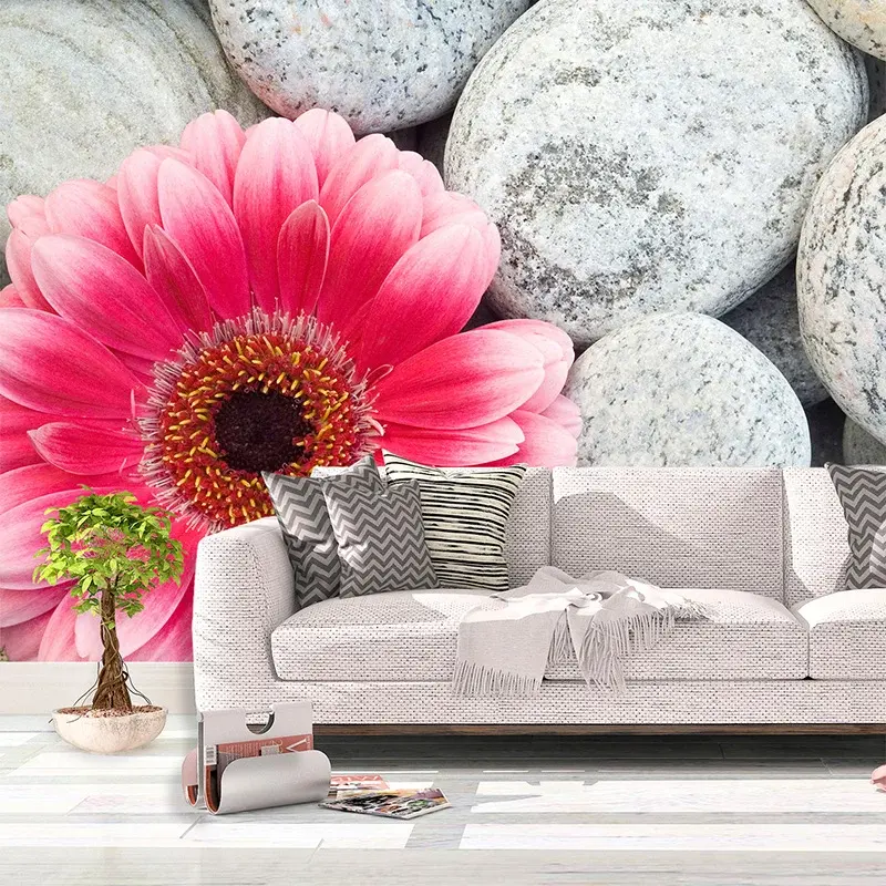 Tapeta Gerbera na kamenech - 125x75 cm