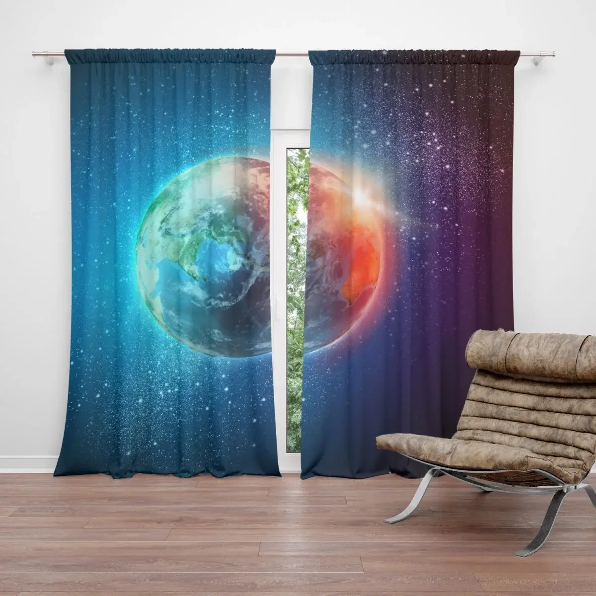 Závěs Země ve vesmíru: 2ks 140x250cm
