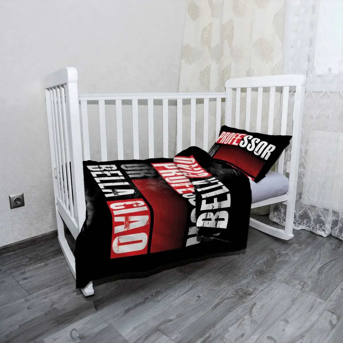 Mikroplyšové dětské povlečení do postýlky La Casa de Papel Professor or Bella Ciao motiv 3