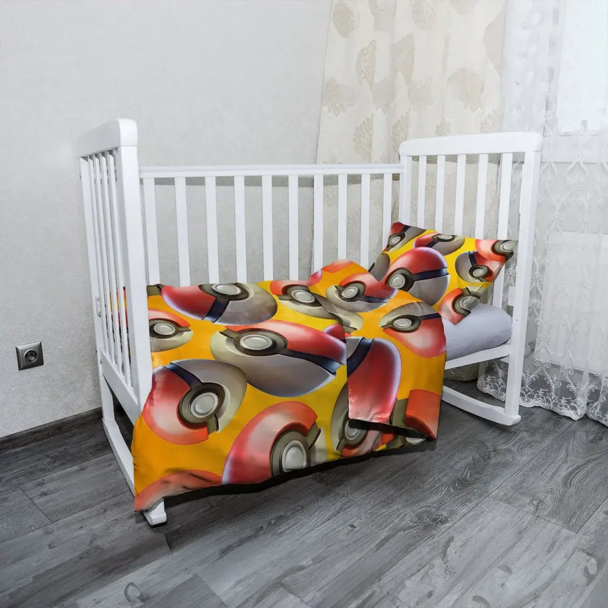 Mikroplyšové dětské povlečení do postýlky Pokemon ball Pattern - 120x90 / 40x60