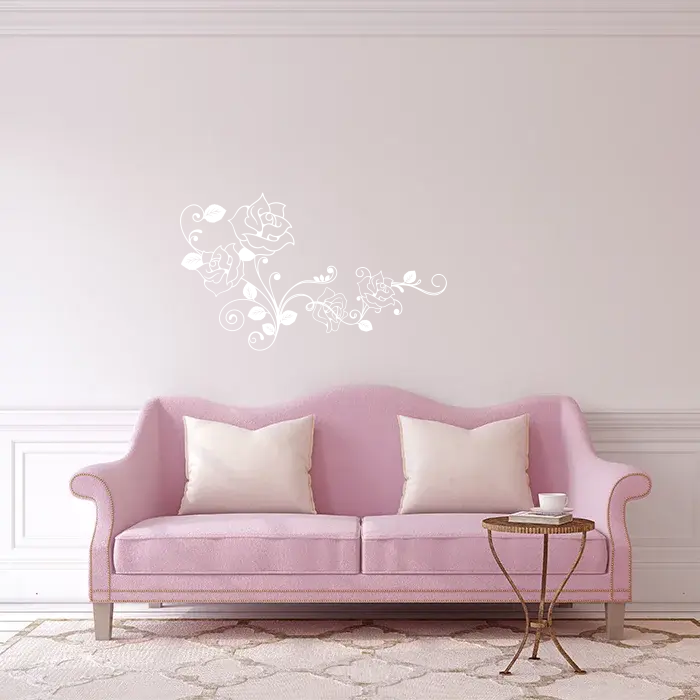 Samolepka na zeď: Ornament z růží - 60x54 cm