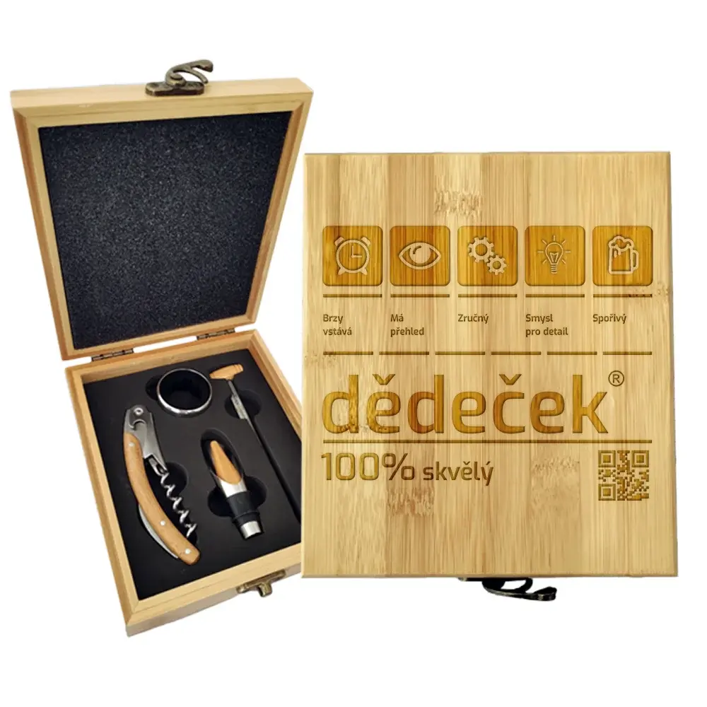 Dárková sada na víno Dědeček: 147×168×49 mm