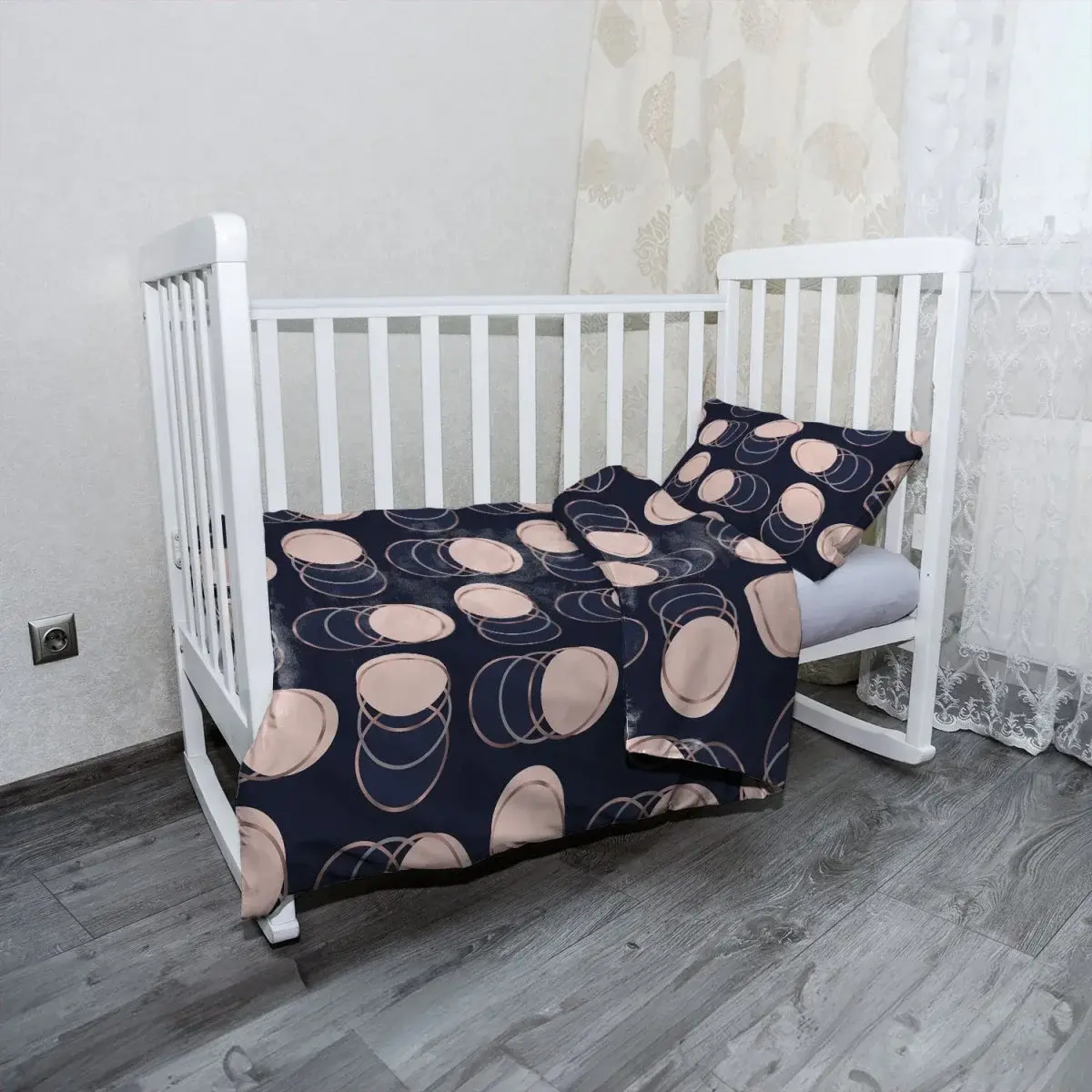 Mikroplyšové dětské povlečení do postýlky Kruhy a puntíky - 100x135 / 40x60
