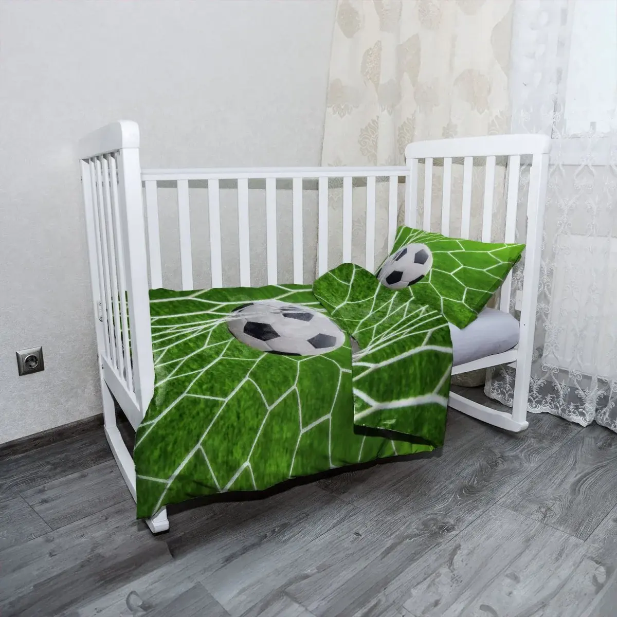 Mikroplyšové dětské povlečení do postýlky Fotbalový míč v bráně - 100x135 / 40x60