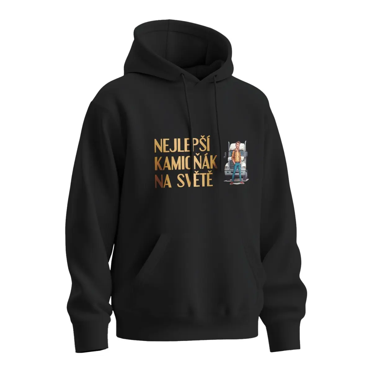 Mikina s potiskem Nejlepší kamioňák na světě - černá 5XL