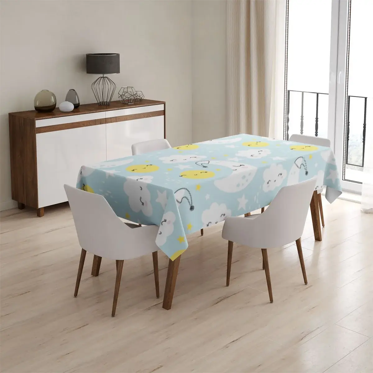 Ubrus Měsíce, slunce a mráčky - 90x90 cm