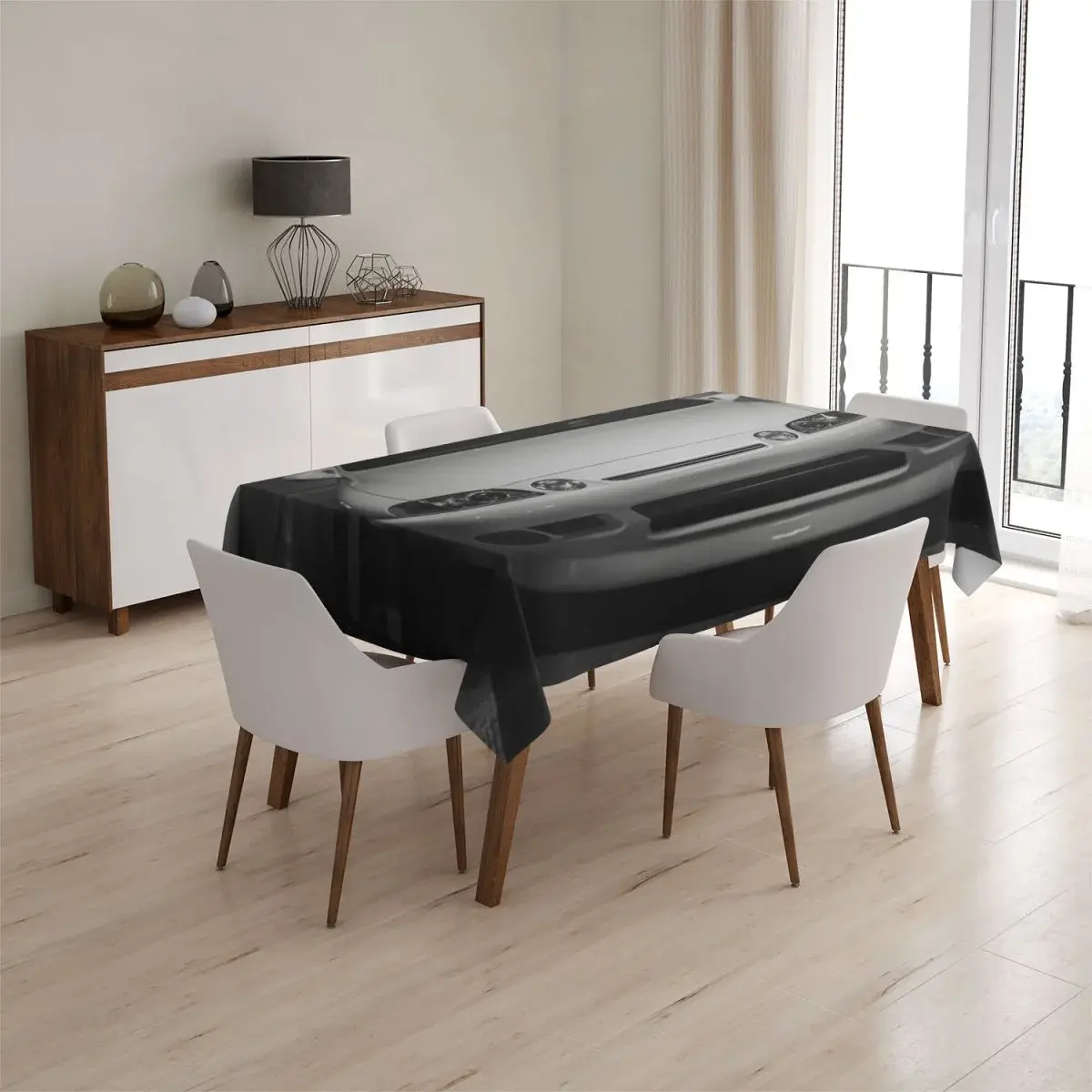 Ubrus Bílé sportovní auto - 90x90 cm