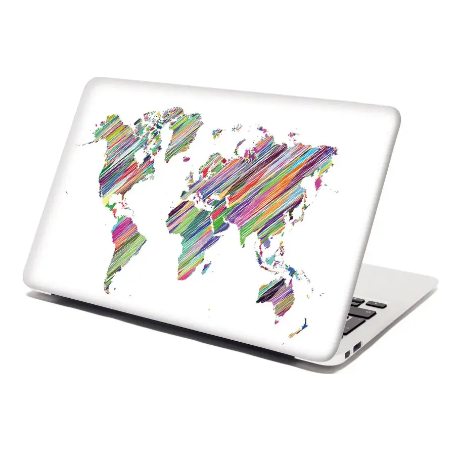 Samolepka na notebook Barevné světadíly - 38x26 cm