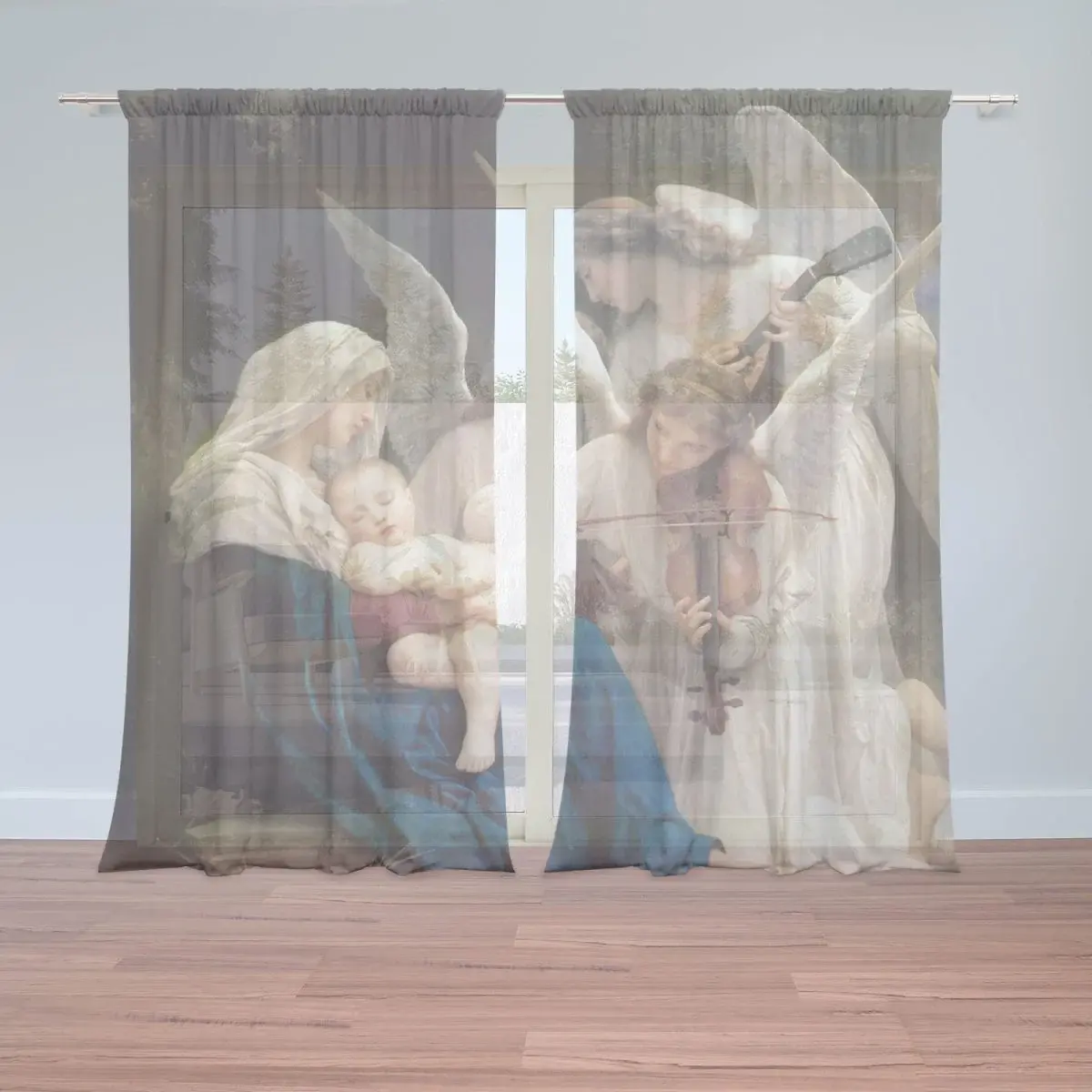 Záclony Panna s anděly - William-Adolphe Bouguereau: 2ks 150x250cm
