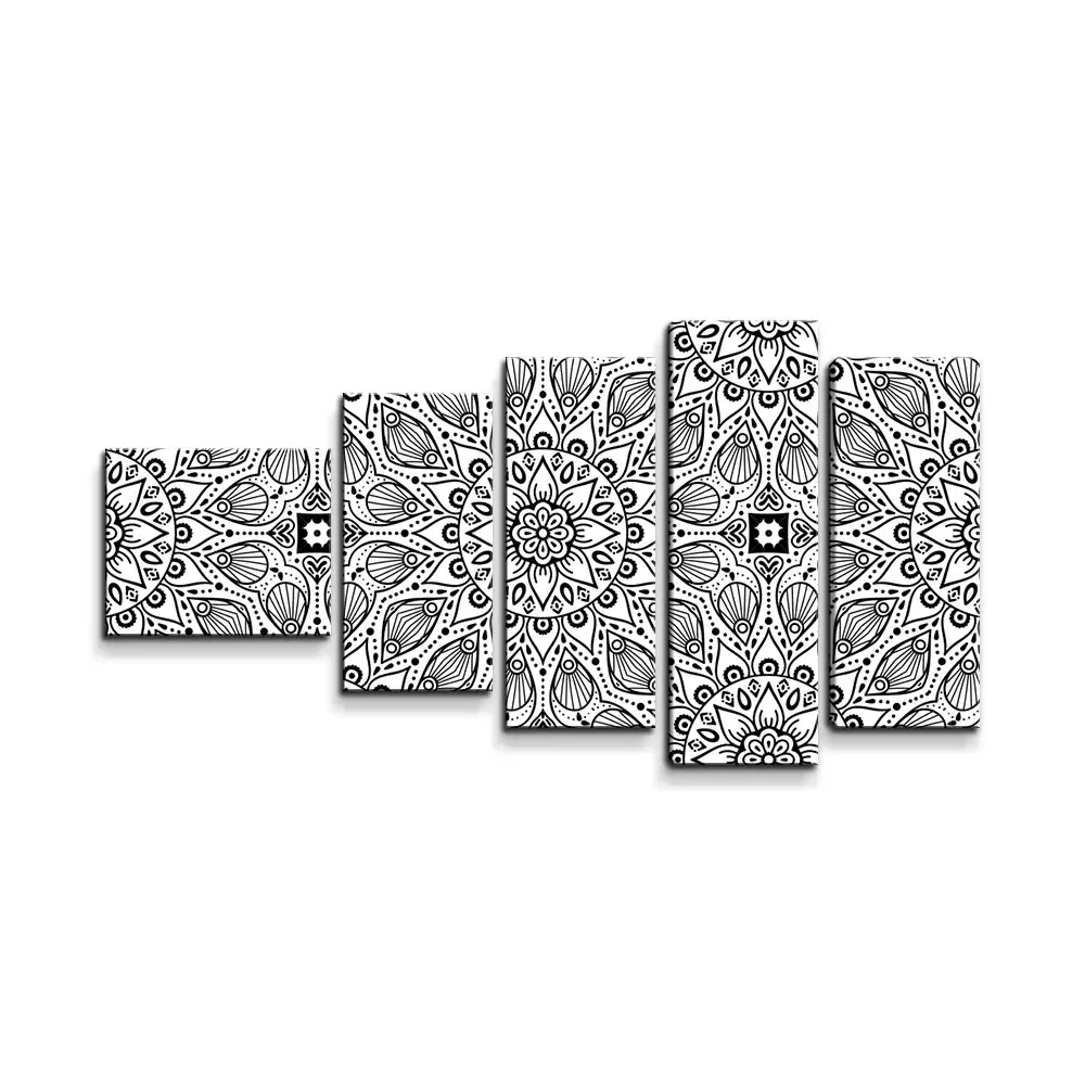 Obraz - 5-dílný Bílé mehendi - 100x60 cm