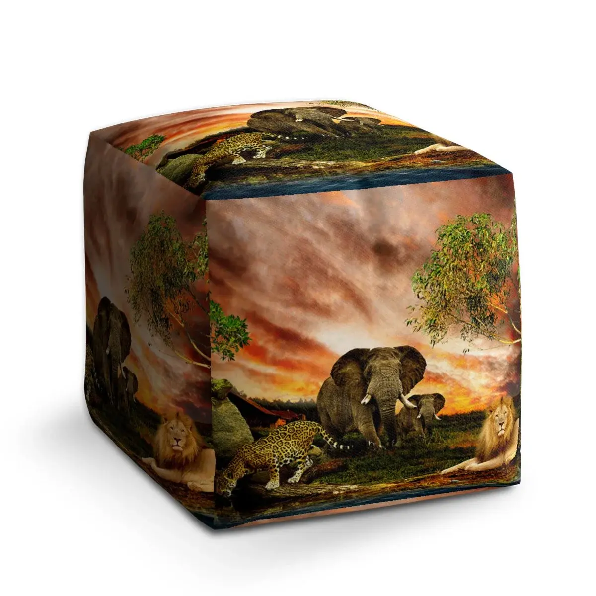 Taburet Cube Zvířata ze Sahary - 60x60x60 cm