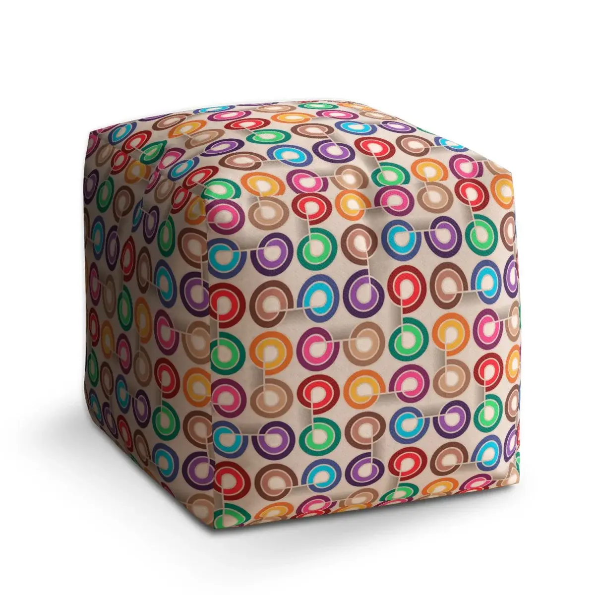 Taburet Cube Barevné spirály - 50x50x50 cm