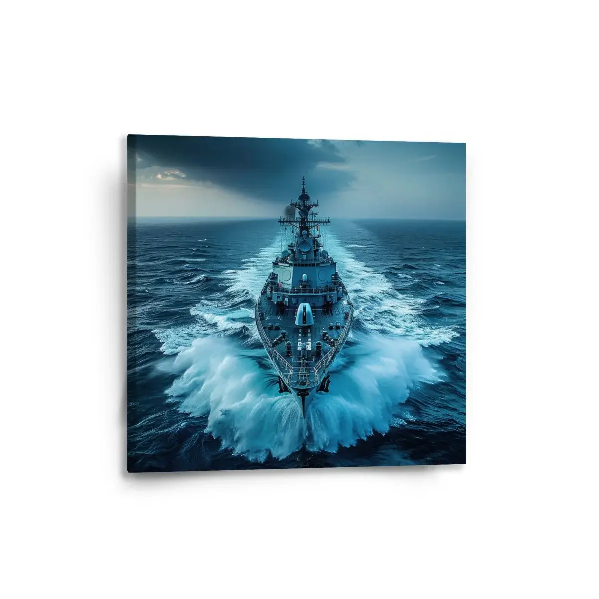Obraz Válečná loď prorážející oceán - 50x50 cm