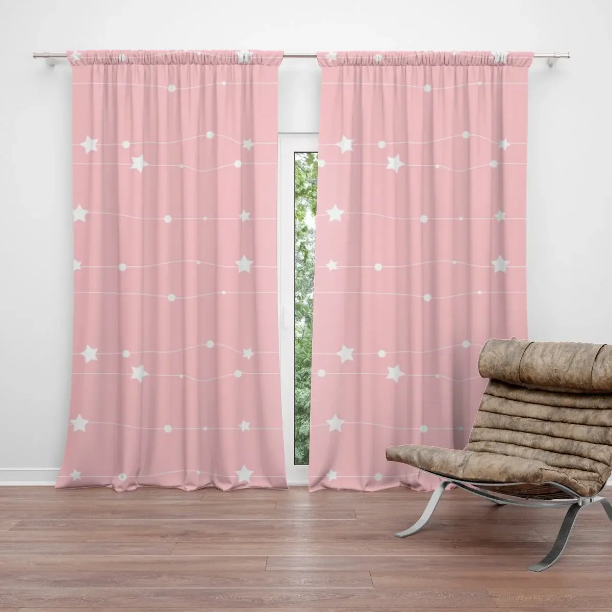 Závěs Hvězdy a tečky na provázku: 2ks 140x250cm