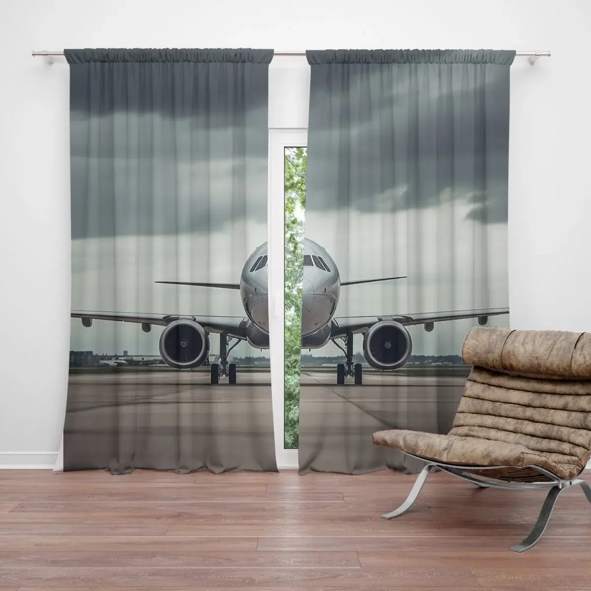 Závěs Letadlo na ranveji: 2ks 140x250cm