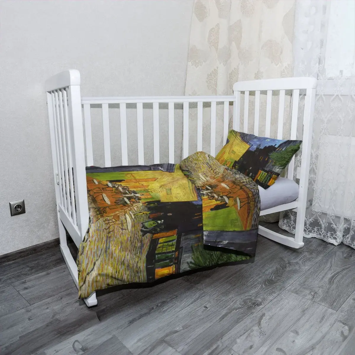 Mikroplyšové dětské povlečení do postýlky Terasa kavárny v noci - Vincent van Gogh - 130x90 / 40x60