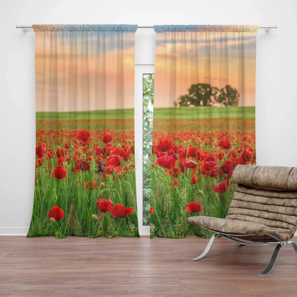 Závěs Pole vlčích máků 2: 2ks 140x250cm