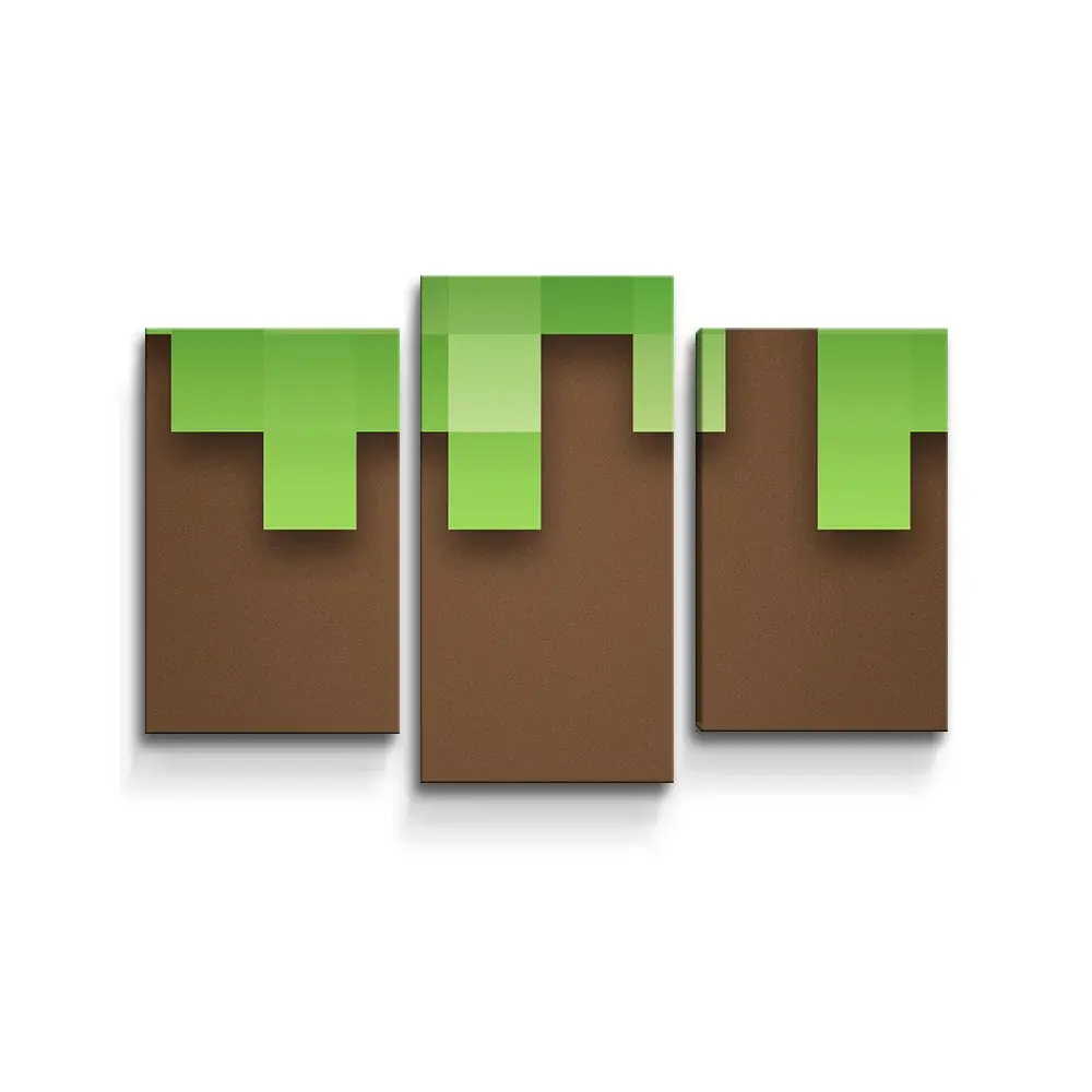 Obraz - 3-dílný Green Blocks 2 - 75x50 cm